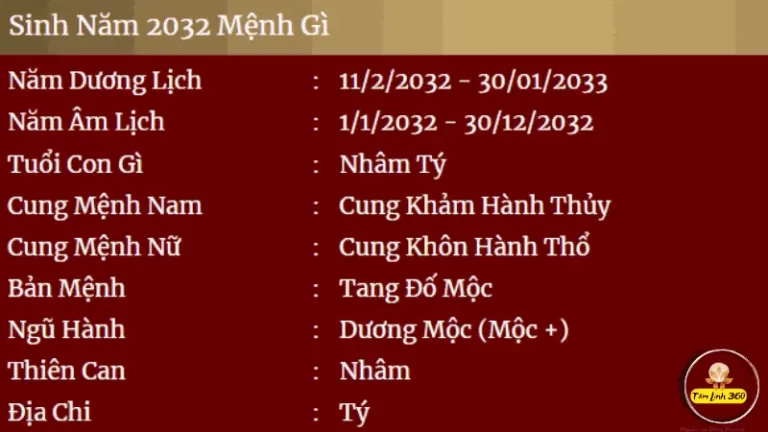 sinh nam 2032 menh gi