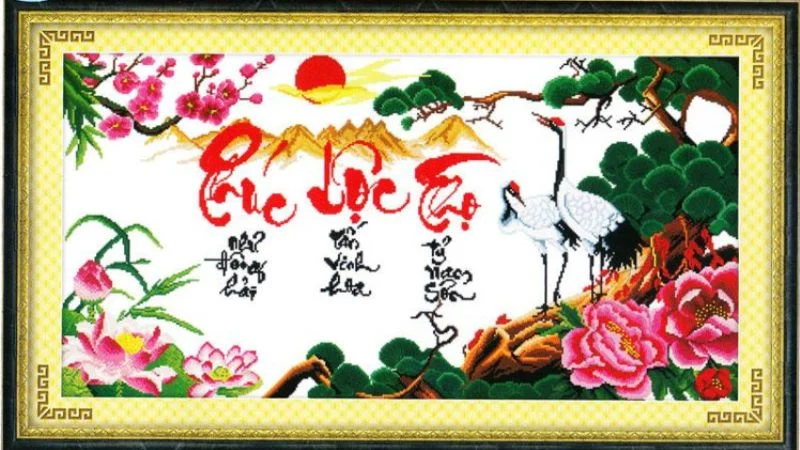 Tranh thêu chữ Phúc đẹp