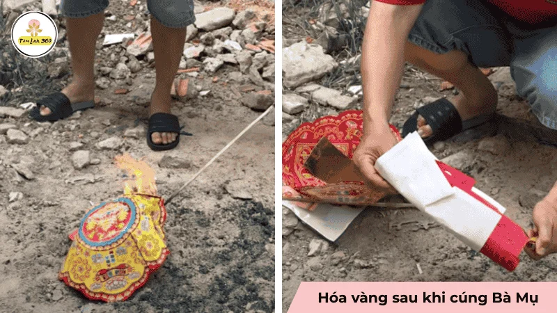 hoa vang sau khi cung ba mu Hóa vàng sau lễ cúng 12 Bà Mụ