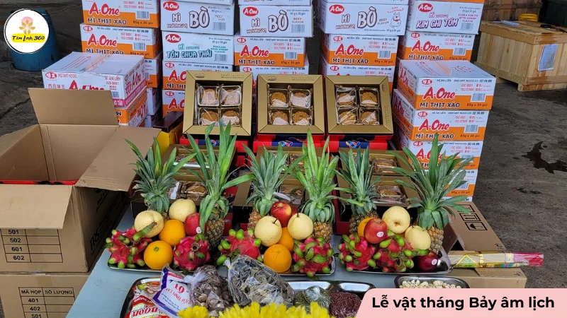 Lễ vật trên mâm cúng Rằm tháng 7 tại công ty