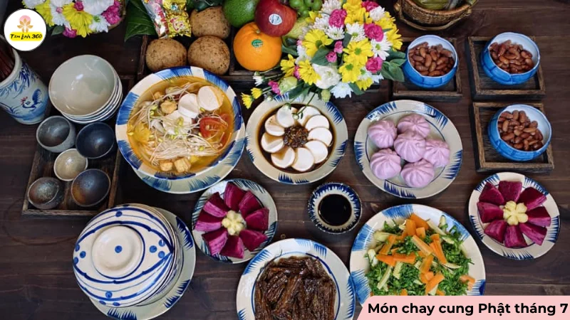 Mâm cơm chay cúng Phật Rằm tháng 7