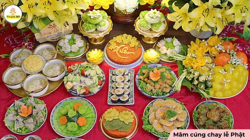 mam cung chay le phat ram thang gieng Mâm cúng chay lễ Phật Rằm tháng Giêng