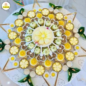mam cung day thang mau vang dep mat Mâm cúng đầy tháng màu vàng đẹp mắt
