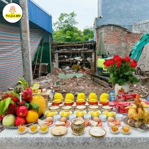 mam cung dong tho co xoi che Mâm cúng động thổ có xôi chè