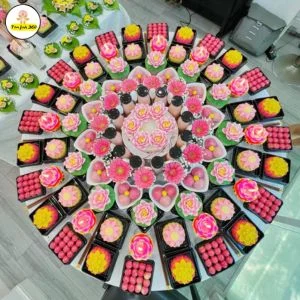 mam cung thoi noi mau hong dep Mâm cúng thôi nôi màu hồng đẹp