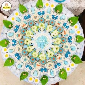 mam cung thoi noi mau xanh duong dep Mâm cúng thôi nôi màu xanh dương đẹp