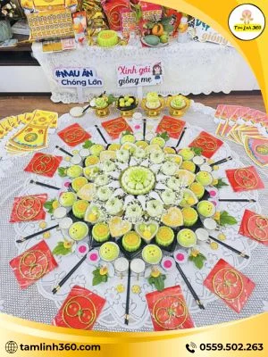 mam cung tiec thoi noi be trai Mâm cúng tiệc thôi nôi bé trai