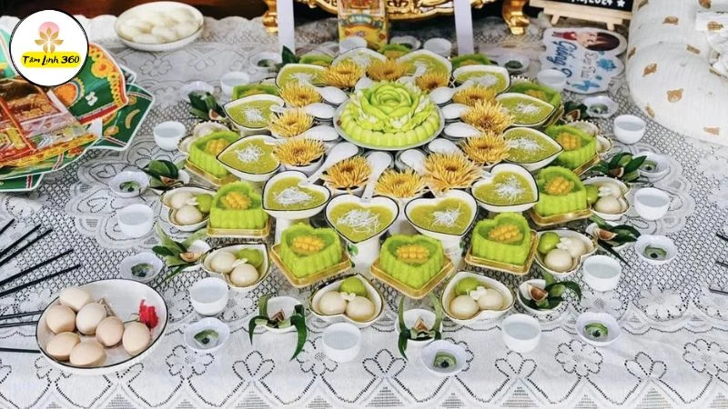 mam cung tiet kiem thoi noi be trai Mâm cúng tiết kiệm thôi nôi bé trai