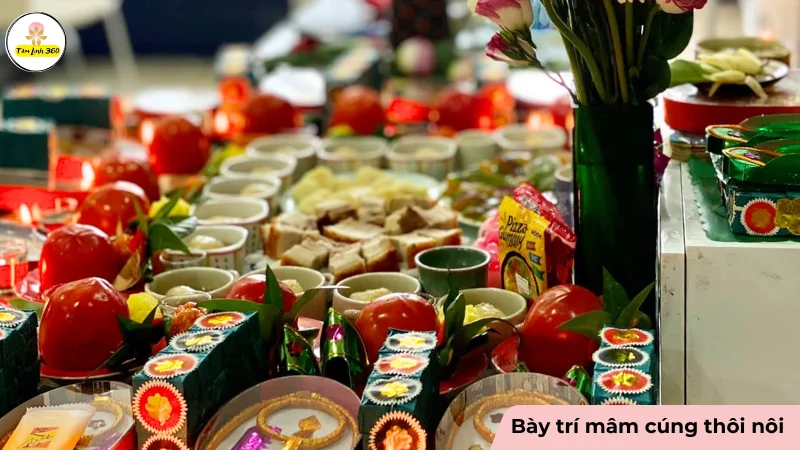 mam le cung thoi noi cho con em Mâm lễ cúng thôi nôi cho con