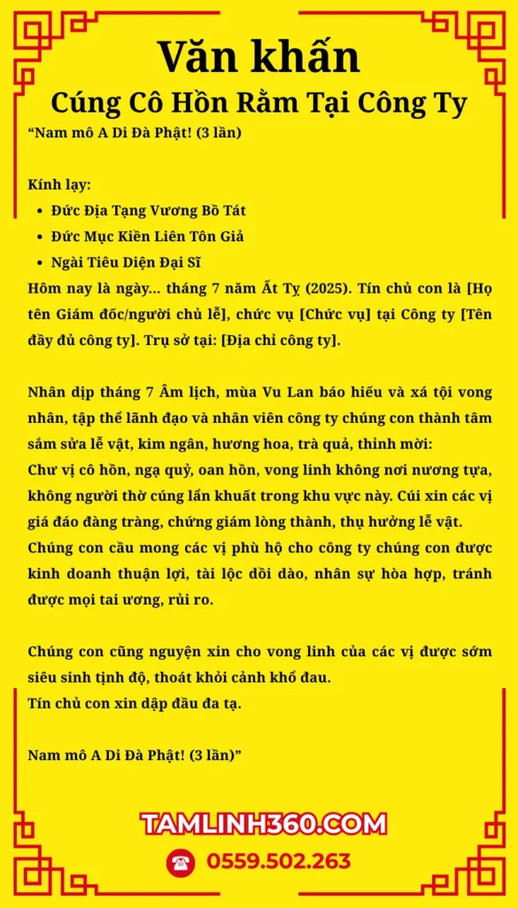 van khan cung co hon tai cong ty dung nhat Văn khấn cúng cô hồn tại công ty đúng nhất