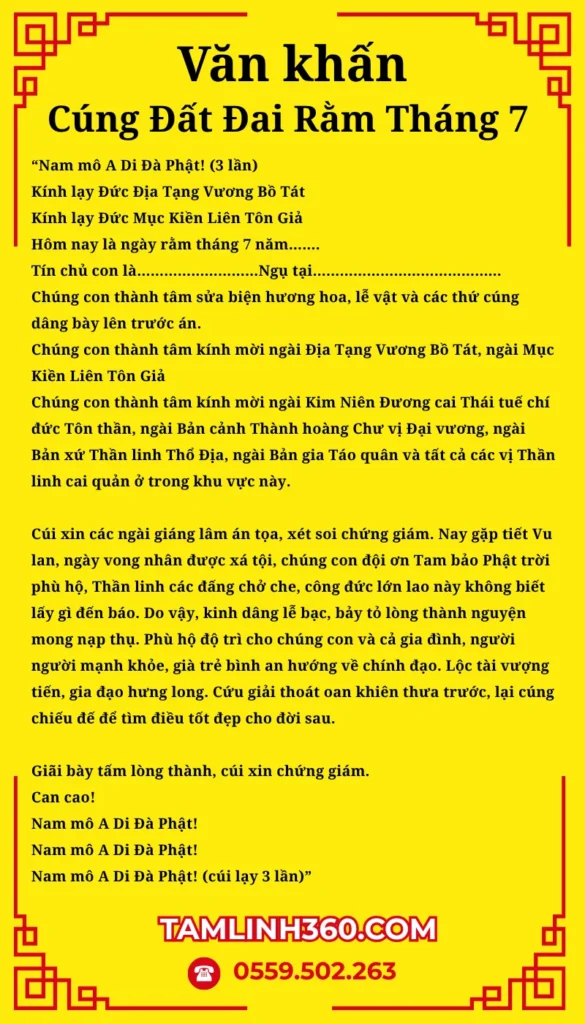 van khan cung dat dai ram thang 7 1 Văn khấn cúng đất đai rằm tháng 7
