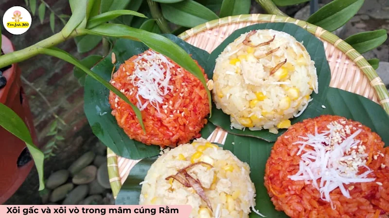 Xôi gấc là loại xôi phổ biến nhất khi cúng Rằm